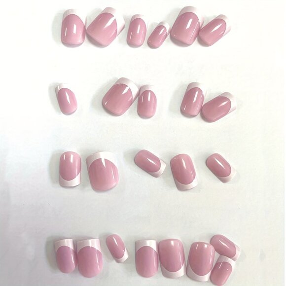 Short Square Press On Nails, French Tip Fake Nails, Full Cover False Nails - Picture 5 of 8
